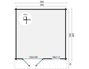 Gartenhaus Ulrik 380x450 cm